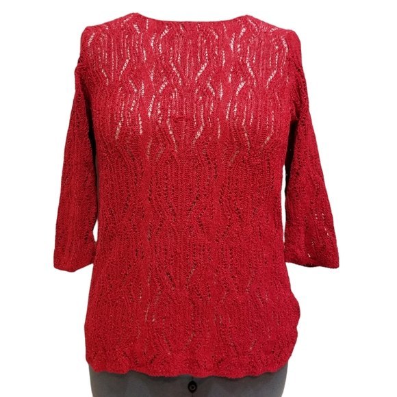 Coldwater Creek Red Stretch Sweater Size XL 16 - Picture 1 of 7